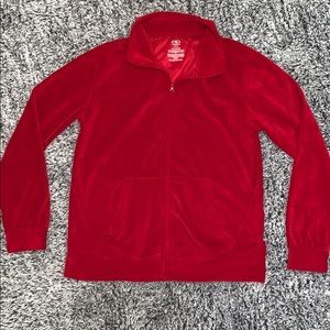 Woman’s small 4-6 Red Velour zip up sweater